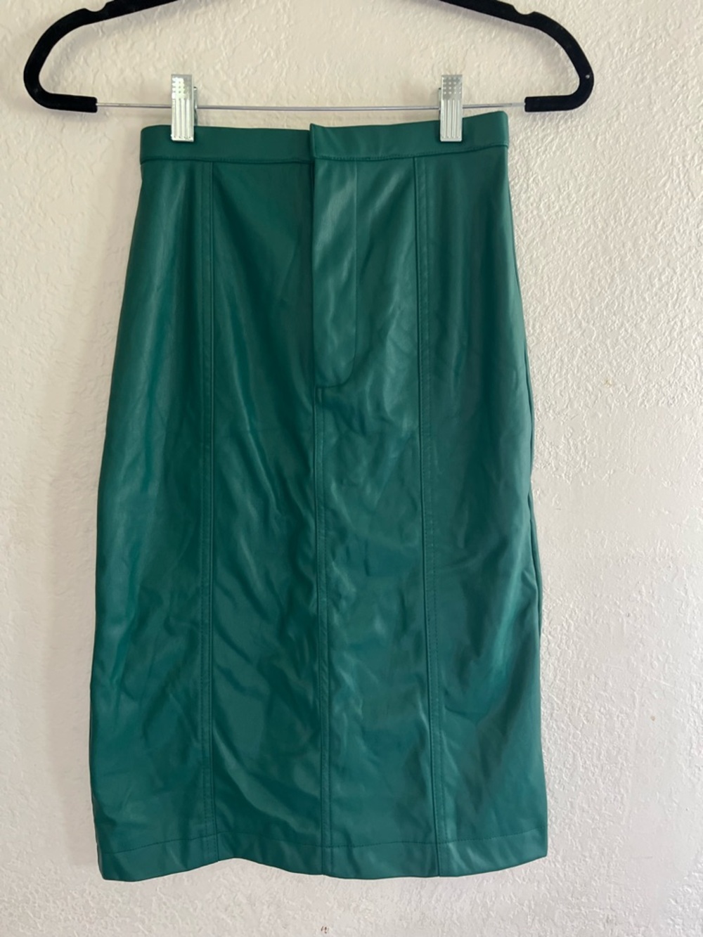 NSR Teal Faux Leather Pencil Skirt